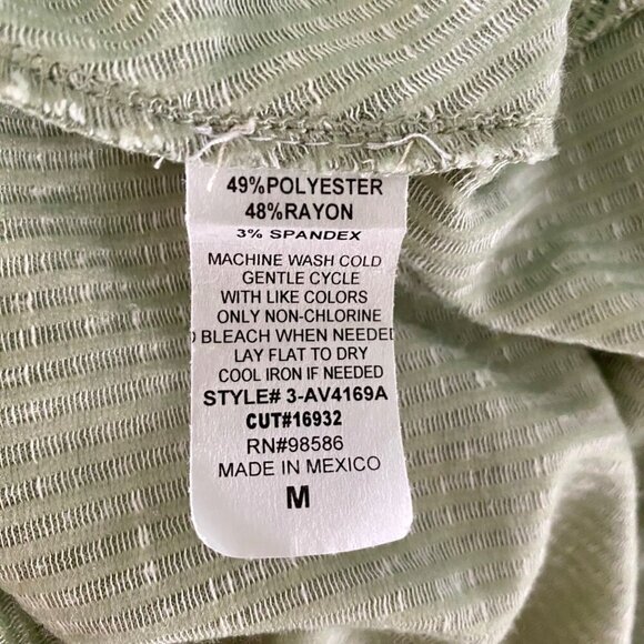 Ava James Striped Knot Front Short Sleeve Top Gold Button Accents Women's Medium - Picture 11 of 11